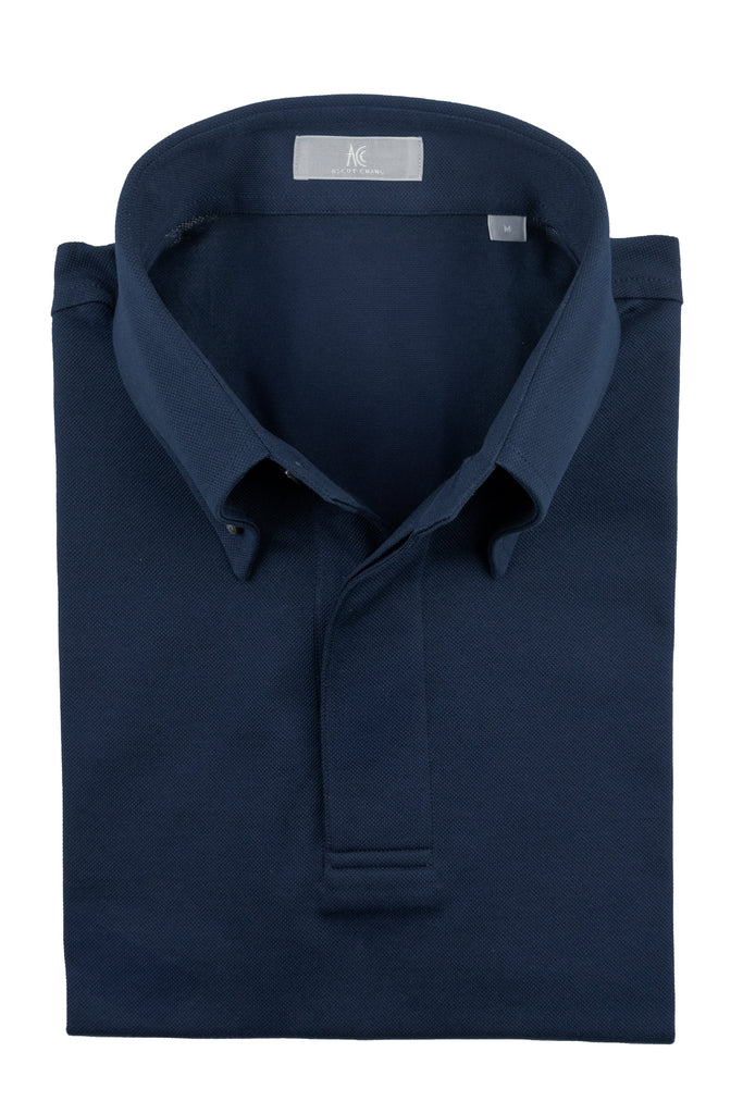 Navy Button Down Collar Polo - Short Sleeve Davis Fit (Slim)