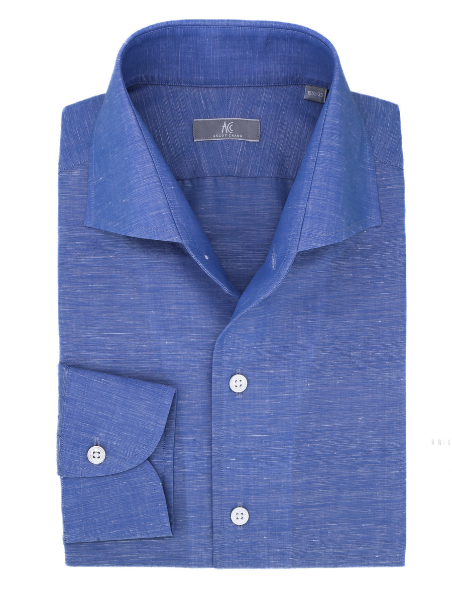 Azure Cotton Linen Ascot Collar Shirt | Ascot Chang