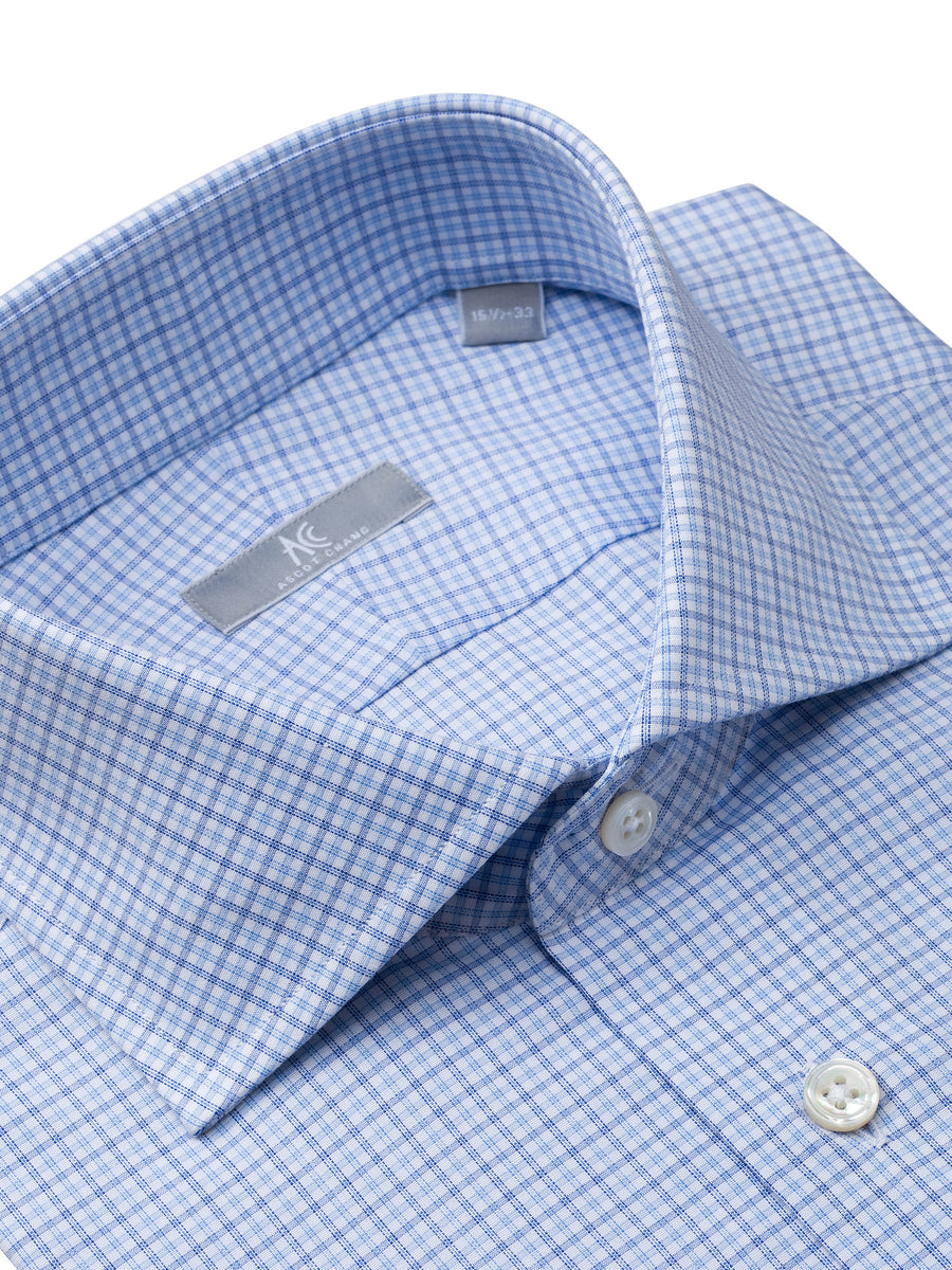 Light Blue Check Shirt - Elgin Fit (Slim) | Ascot Chang